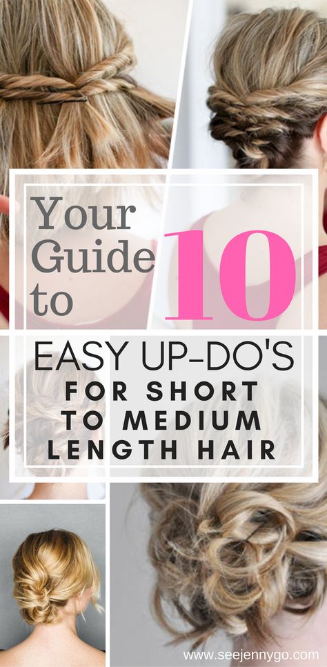 Finally! Some cute and simple up-dos for my new short hair! Medium Length Hair Up, Hairstyle Hacks, Short Hair Dos, Short Hair Up, Short Hair Bun, Up Dos, Short Hairdos, Short Brown Hair, Up Dos For Medium Hair