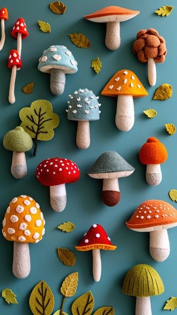 Wallpaper felt mushroom fungus plant | Premium Photo - rawpixel Mushroom Background, Felt Mushroom, Mushroom Wallpaper, Mushroom Crafts, Felt Crafts Christmas, Mushroom Fungi, Needle Felting Projects, Autumn Crafts, Christmas Tree Pattern