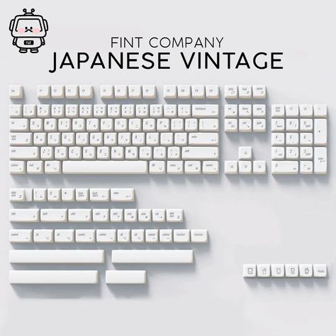 Japanese Keyboard, Vintage Keyboard, White Keycaps, Keyboard Ideas, Japanese Lettering, Tech Room, Kiosk Design, Key Caps, White Set