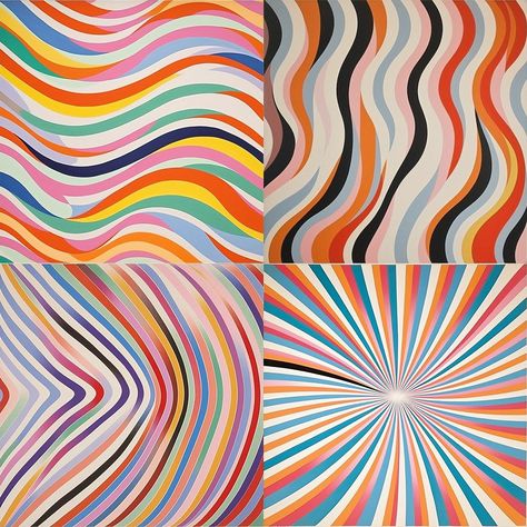 Op Art Bridget Riley, Sonya Delaunay, Linear Painting, Bridget Riley Art, Bridget Riley Op Art, Optical Drawing, Bridget Riley, Erin Hanson, Optical Art