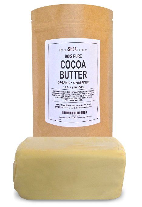 Organic Cocoa Butter - Includes a FREE Body Butter Recipes eBook - Incredible Natural Cocoa Scent - High in Anti-Oxidants and Fatty Acids - Moisturizing and Anti-Inflammatory - Reduces the Appearance of Stretch Marks - Melt it and Mix it with Raw Shea Butter and other Natural Oils in Your Own Body Butters, Lotion Bars, Lip Balm and Other Natural Skincare Recipes - 1LB (16oz) Skin Recipes, Raw Cocoa Butter, Oils For Scars, Whipped Lotion, Skincare Recipes, Organic Skin Care Recipes, Natural Skincare Recipes, Pure Cocoa Butter, Body Butters Recipe