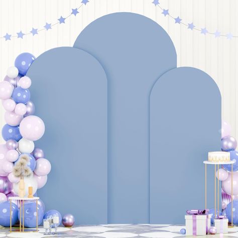 PRICES MAY VARY. 🧸【High Quality Material- Dusty Blue Arch Cover】The arch backdrop stand cover is made of premium stretchy spandex fabric, elastic, smooth and solid, wrinkle-free and fade-resistant, can be used for a long time. The spandex arch backdrop cover will sure be a decorative focal point during your wedding ceremony. 🧸【Size Information - Spandex Arch Cover】The dusty blue arch backdrop cover set of 3 perfectly fit 1.65x4FT, 2.1x5FT 2.6x6FT round top arch, ample to meet your wedding or p Round Top Backdrop, Arched Backdrop, Wall Arch, Backdrop Decor, Arch Backdrop, Backdrop Decorations, Backdrop Stand, Round Top, Top Round