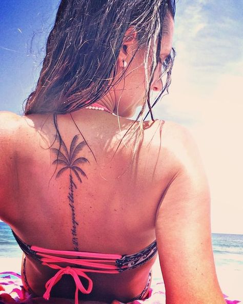 Tree Neck Tattoo, Palm Tree Tattoos, Tattoos Tree, Neck Tattoo Men, Palm Tree Tattoo Ankle, Tree Tattoo Meaning, Tree Branch Tattoo, Beach Tattoos, Small Sister Tattoos