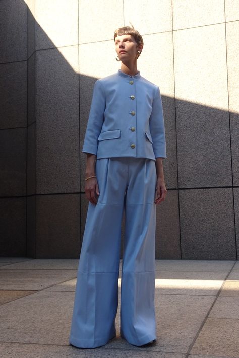 Spring 2023 Ready To Wear, Center Point, Collarless Jacket, 2023 Ready To Wear, Rosetta Getty, Lightweight Blazer, Long Trench, Long Trench Coat, Maxi Knit Dress