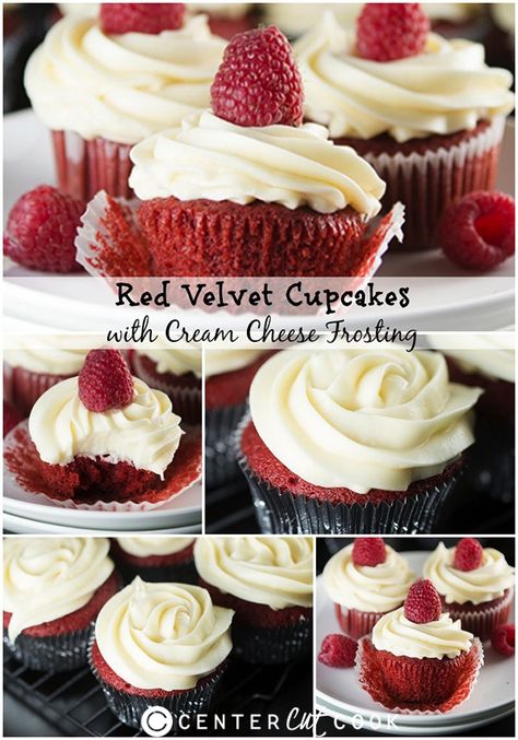 Red Velvet Cupcakes with Cream Cheese Frosting #dessert #cupcakes #centercutcook Red Velvet Cupcakes Without Buttermilk, Red And White Cupcakes, Buttermilk Cupcakes, Red Velvet Cupcakes Recipe, Red Velvet Recipes, The Cheesecake Factory, Make From Scratch, Cupcakes With Cream Cheese Frosting, 8 Martie