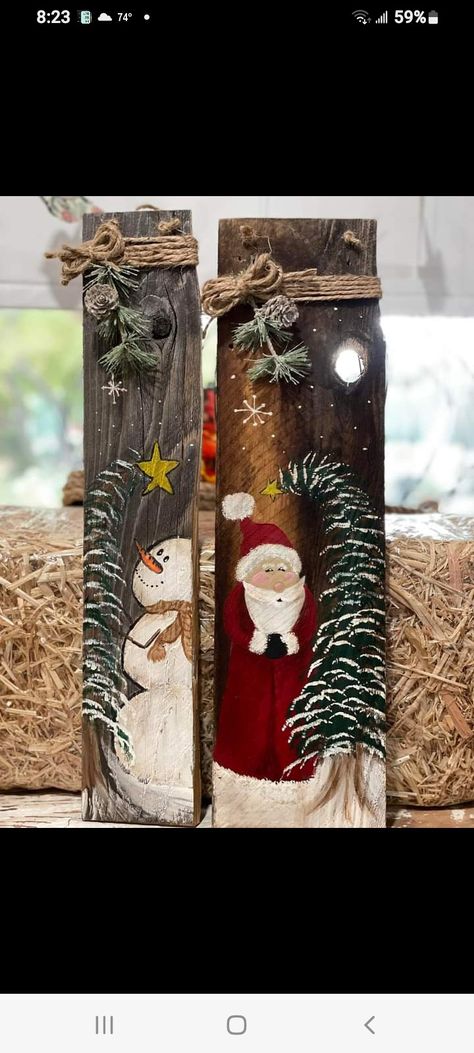 Picket Fence Crafts Wood Signs, Easy Pallet Crafts, Paint Snowman On Wood, Barnwood Paintings, Painted Christmas Signs, Christmas Paintings On Wood, Plank Crafts, Old Shutters Decor, Shutters Decor