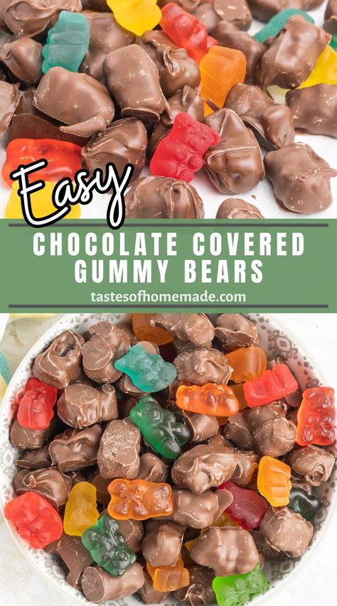 Chocolate Gummy Bears Recipe, How To Make Chocolate Covered Gummy Bears, Gummy Bear Desserts, Chocolate Covered Gummy Bears Recipe, Chocolate Covered Pickles, Chocolate Gummy Bears, Gummy Bear Recipe, Toddler Treats, Chocolate Covered Gummy Bears