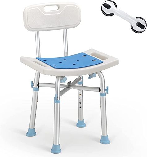 Amazon.com: OasisSpace Heavy Duty Shower Chair with Back 500lb, EVA Padded Bath Seat with Free Assist Grab Bar - Medical Tool Free Anti-Slip Shower Bench Bathtub Stool for Elderly, Senior, Handicap & Disabled : Health & Household Shower Chairs For Elderly, Bath Stool, Bath Safety, Bathroom Stool, Bath Seats, Tool Bench, Shower Stool, Shower Seat, Shower Chair