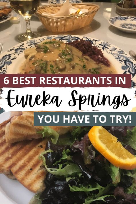 Best Restaurants In Eureka Springs, Eureka Springs Arkansas Restaurants, Eureka Springs Restaurants, Arkansas Vacation, Spring Break Girls, Spring Friends, Arkansas Road Trip, Arkansas Vacations, Eureka Springs Ar