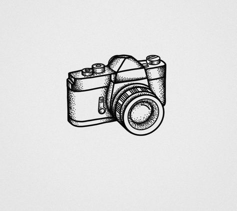 Polaroid Style Tattoo, Camera Small Tattoo, Simple Camera Tattoo Design, Camera Minimalist Tattoo, Camera Flash Tattoo, Canon Camera Tattoo, Small Camera Tattoo Design, Old Camera Tattoo, Camera Tattoo Design Photography