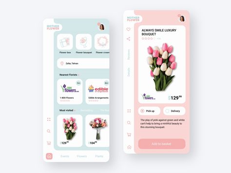 Flower Shop App, App Design Trends, Luxury Bouquet, Ppt Template Design, Flower App, Product Card, Fish Shop, Ui Ux Designer, Edible Arrangements