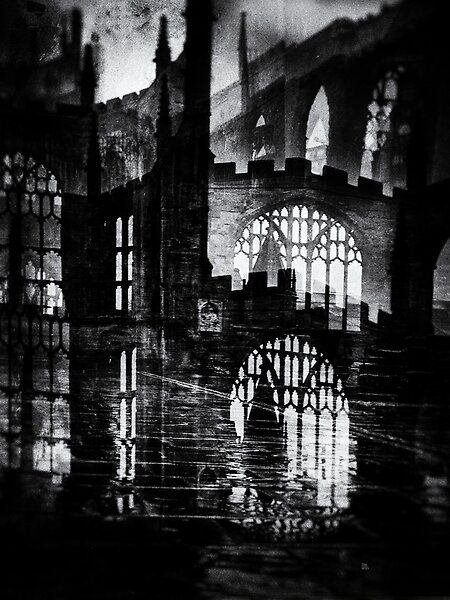 Coventry Cathedral by Charles Oliver | Redbubble Cathedral Ruins, Coventry Cathedral, Stone Circles, Gothic Architecture, Anime Stickers, Vintage Music, Journal Gift, Coventry, Double Exposure