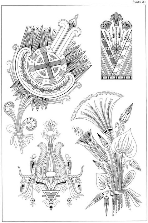 Egyptian Motifs in the Art Deco Style: Deco Tattoo, Plants Tattoo, Art Deco Tattoo, Egyptian Motifs, Egyptian Design, Egypt Tattoo, Motif Art Deco, Egyptian Tattoo, Plant Tattoo