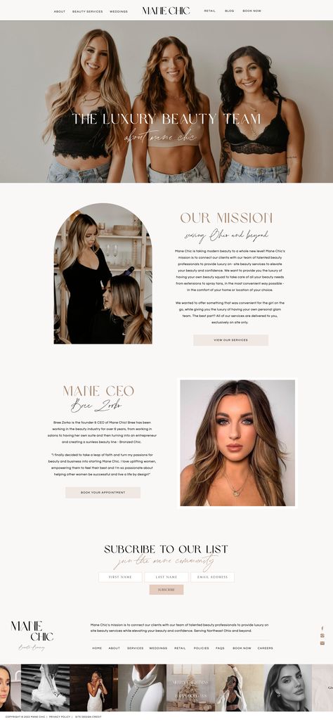 Hair And Makeup Website Design, Modern Salon Website Design, Lux Beauty Salon, Glam Website Design, Salon Website Design Layout, Beauty Blog Website Design, Beauty Service Website Design, Modern Luxury Website Design, Esthetics Website Design