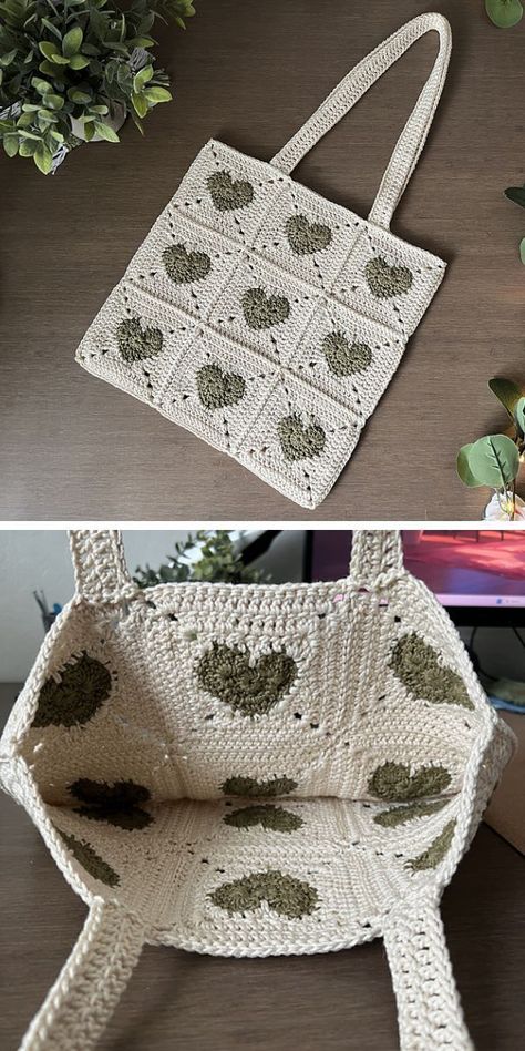 Things To Crochet Out Of Granny Squares, Crocheted Bag Pattern, Cute Crochet Bag Pattern Free, What To Make With Granny Squares Ideas, Simple Crochet Bags, Crochet Bag Simple, Tote Bag Crochet Granny Squares, Crochet Square Ideas, Tote Bag Pattern Free Crochet