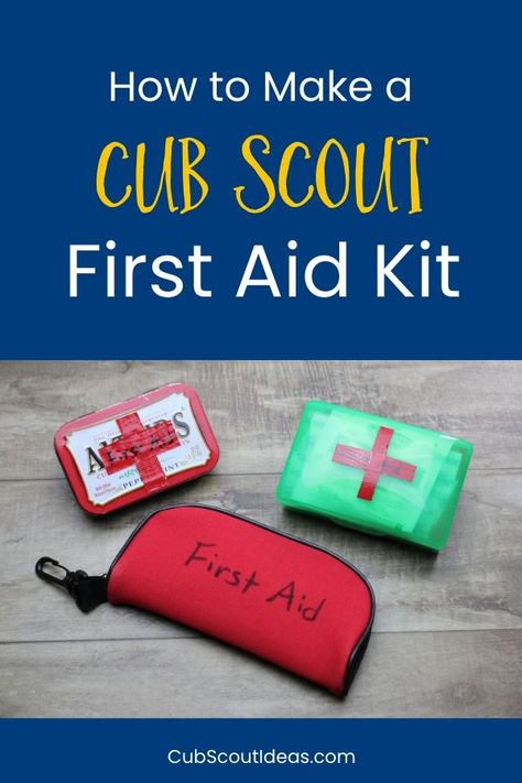 Check out these fun DIY mini first aid kits for Cub Scouts to make! Perfect for the Webelos First Responder adventure. #CubScouts #Webelos #FirstAid #FirstResponder #CubScoutIdeas First Aid Kit For Kids, Hiking First Aid Kit, Cub Scout Crafts, Cub Scouts Tiger, Diy First Aid Kit, First Aid For Kids, Cub Scout Activities, Pack Meeting, Mini First Aid Kit