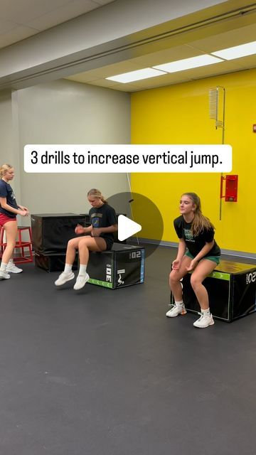 Tony Daniels on Instagram: "🏐🚀 Looking to boost your vertical jump in a group setting? Look no further! I’ve got some fantastic ideas for large group jump training that will help you increase your vertical leap. 💪  🔥 Each repetition should be performed with maximum effort to achieve maximum velocity. These drills are designed to be your go-to when you can’t make it to the weight room or are short on time. ⏰  1️⃣ Seated box jumps: - Sets: 3 - Reps: 5  2️⃣ depth jump: - Sets: 3 - Reps: 5  3️⃣ Depth drop into box jump: - Sets: 4 - Reps: 5  Follow @btbspeed for more content  * #volleyball #volleyballplayer #volleyballislife #volleyballteam #volleyballlife #volleyballgame #volleyballplayers #volleyballtime #volleyballmom #volleyballcoach #volleyballers #volleyballforlife #volleyballfamily # Jump Training, Vertical Jump, Weight Room, Maximum Effort, Volleyball Training, Volleyball Games, Coaching Volleyball, Box Jumps, Volleyball Mom