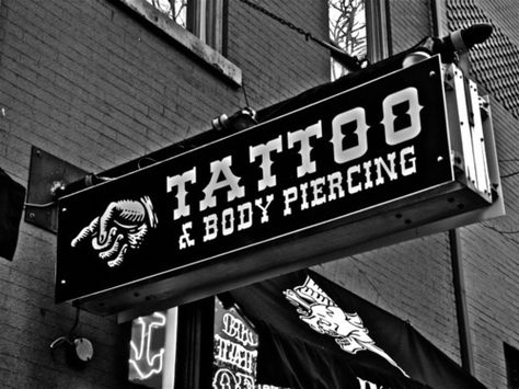 Tattoo Sign Fun Signage, Summer Tattoo, Tattoo Signs, Saints Row, Matthew Daddario, Piercing Shop, Tattoo Parlors, Tattoo Life, Cross Tattoo