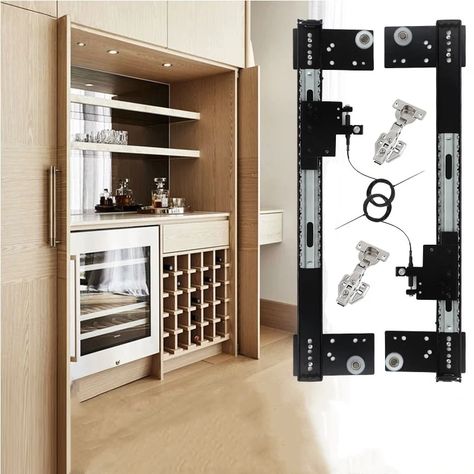 Hidden Wardrobe Sliding Rail Cabinet Door Side Mounted Reverse Insertion Cabinet Door Slide Dardware Accessories - AliExpress 13 Hidden Wardrobe, Folding Cabinet, Door Slide, Cabinet Slides, Wardrobe Sliding, Revolving Door, Cupboard Doors, Closet Doors, Single Doors