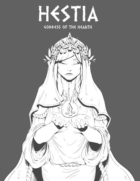 Hestia Goddess Tattoo, Hestia Goddess Art, Hestia Tattoo, Hestia Art, Goddess Hestia, Supergiant Games, Goddess Of The Hearth, Greek Goddess Art, Mythology Books