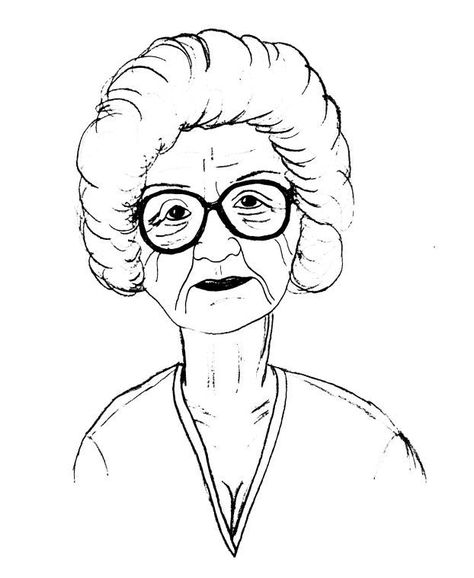 GIMME 5: Reasons to be concerned about Grandma - Daily Nebraskan ... Grandma Coloring Pages, Grandma Drawing, Scarecrow Festival, People Coloring Pages, Illustration Art Kids, Woman Sketch, Face Sketch, Pencil Art Drawings, Coloring Pictures