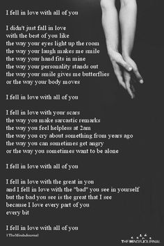 I Fell In Love With All Of You - https://themindsjournal.com/i-fell-in-love-with-all-of-you/ Letter Quotes, Lesbian Love Quotes, Love All Of You, Unconditional Love Quotes, Love Poems For Him, Adorable Quotes, Love Quotes For Him Romantic, Soulmate Love Quotes, Falling In Love Quotes