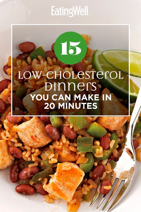 Following a diet that promotes heart-health and helps lower cholesterol is easy with these dinner recipes. These dishes come together in just 20 minutes and are full of fiber, vegetables and heart-healthy fats. #dinner #dinnerideas #supperideas #dinnerrecipes #healthydinnerideas #healthydinnerrecipes #healthyrecipes Low Cholesterol Recipes Dinner, Fiber Vegetables, Low Cholesterol Meal Plan, Heart Healthy Recipes Cholesterol, Cholesterol Friendly Recipes, Low Cholesterol Diet Plan, Lower Cholesterol Diet, Cholesterol Foods, Low Cholesterol Diet