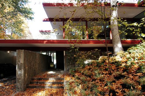 Tall Ceiling Living Room, Japanese Mid Century Modern, John Lautner, House Shifting, Outside Room, Richard Neutra, Mcm House, House Vibes, Backyard Studio