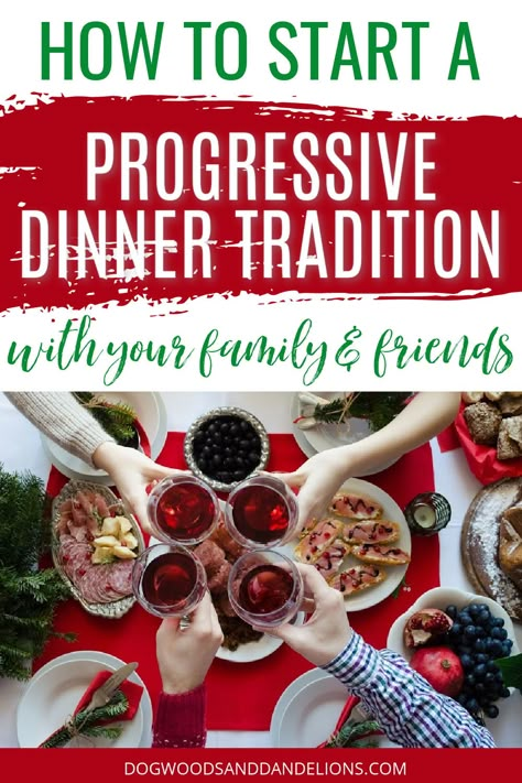 Progressive Dinner Ideas Appetizers, Holiday Progressive Dinner Ideas, Christmas Progressive Dinner Menu Ideas, Christmas Progressive Dinner Desserts, Progressive Dinner Ideas Themes, Christmas Progressive Dinner Ideas, Progressive Christmas Party Ideas, Progressive Dinner Ideas Main Course, Progressive Dinner Dessert Ideas