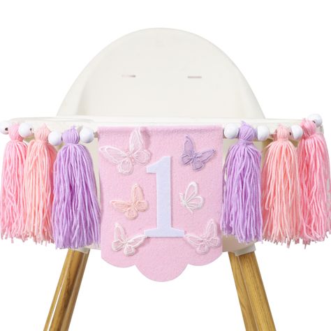 PRICES MAY VARY. PERFECT FOR BUTTERFLY FIRST BIRTHDAY - Celebrate your little girl's milestone with our enchanting Butterfly 1st Birthday High Chair Banner! Adorned with fairy butterfly illustrations in delightful pink and purple tones, this banner adds a magical touch to your little one butterfly, fairy pr spring theme 1st birthday party. IRRESISTIBLY DREAMLIKE DESIGN - Crafted with love and attention to detail, this highchair banner features a charming butterfly theme that is sure to capture h Fairy Birthday Party Decorations Diy, Butterfly Kisses And Birthday Wishes First Birthday, Unicorn Birthday Party 1st Bday, 1st Bday Butterfly Theme, First Butterfly Birthday Party, Fairy First Birthday Table Decor, My First Era Birthday Taylor Swift, One Year Old Fairy Birthday Party, Butterfly First Birthday Theme