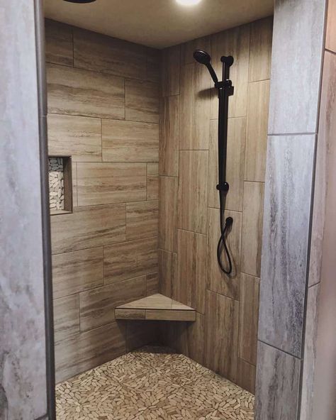 Corner Shower Tile, Walk In Bathroom Showers, Doorless Shower Design, Showers Without Doors, Tile Walk In Shower, Walk In Shower Ideas, Doorless Shower, Master Bath Shower, Walk In Shower Designs