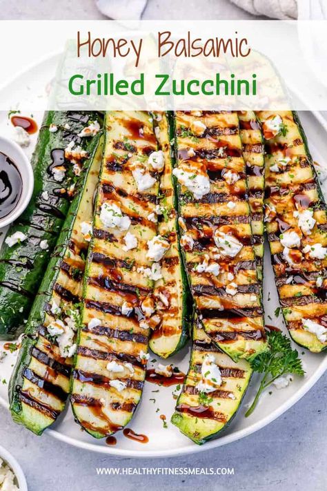 My Honey Balsamic Grilled Zucchini recipe was a huge hit at my family BBQ gathering. It's so good and pairs well with everything! Bbq Zucchini Recipes, Grilled Squash And Zucchini Recipes, Zucchini Grilled Recipes, Bbq Zucchini, Grilled Zucchini Recipes, Balsamic Pasta, Grilled Squash, Zucchini Gratin, Harvest Food