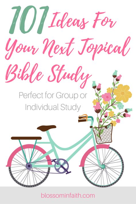 101 Topical bible study ideas. Perfect for women's bible study classes, small groups or individual study. What do the scriptures say about...? Bible Study For Women Small Groups, Small Group Devotion Ideas, Bible Planning, Topical Bible Study, Women Small Group, Bible Study Ideas, Women's Bible Study, Small Group Bible Studies, Bible Studies For Beginners