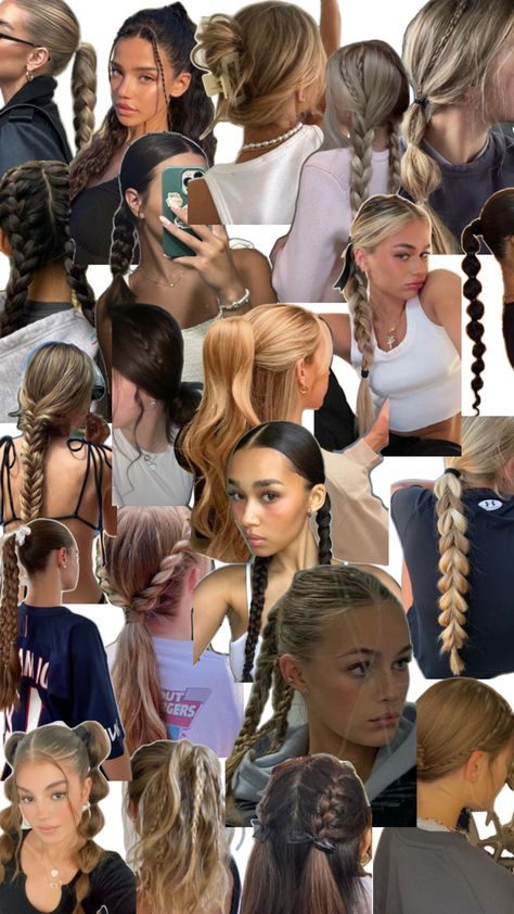 Hairstyle Ideas Aesthetic, Braids Sports, Cute Sporty Hairstyles, Cool Hair Designs, Track Hairstyles, Preppy Hairstyles, Hairstyle Examples, Hair Inspiration Long, Simple Hairstyles