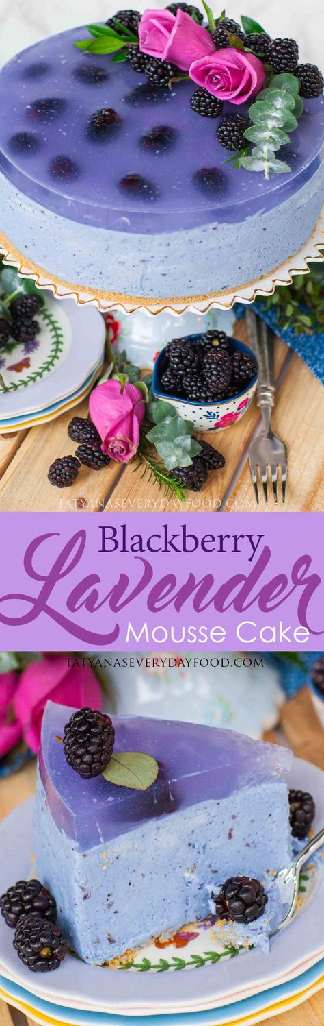 I’m back today with another epic mousse cake, cheesecake creation! This show-stopping, elegant no-bake blackberry lavender mousse cake will steal your heart and taste buds! It’s packed with incredible berry flavor and a hint of lavender. It’s also incredibly creamy and fluffy; every bite melts in your mouth like a cloud! In one word, this […] Basil Buttercream, Lavender Mousse, Berry Mousse, Baked Graham Cracker Crust, Blackberry Lavender, Purple Food Coloring, Lavender Cake, Strawberry Basil, Brownie Desserts