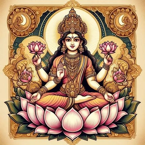 Goddess Lakshmi Painting Art, Laxmi Vishnu Images Full Hd, Lakshmi Saraswati Ganesh, Ganesh And Lakshmi Drawing, Lakshmi Devi Drawing, Goddess Lakshmi Drawing, Goddess Lakshmi Painting, Navratri Illustration, God Frame