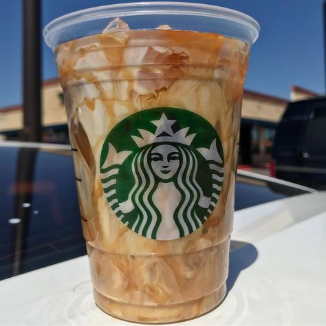 Caramel Iced Coffee - The Macro Barista Starbucks Drinks White Mocha, Caramel Iced Coffee Starbucks Order, Macro Barista, White Mocha Cold Brew, Sugar Free Starbucks Drinks, Mocha Cold Brew, Starbucks Specialty Drinks, Barista Recipe, Low Calorie Starbucks Drinks