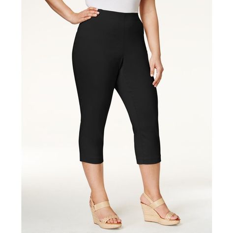 Style & Co. Plus Size Capri Pants, ($33) ❤ liked on Polyvore featuring plus size women's fashion, plus size clothing, plus size pants, plus size capris, deep black, womens plus size pants, capri trousers, stretch pants, capri pants and stretch capri pants Plus Size Activewear, Stretch Pants, Baby Clothes Shops, Trendy Plus Size, Cocktail Dress Party, Dresses With Leggings, Swimwear Tops, Cropped Pants, Chic Style