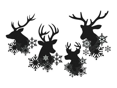 Deer Snowflake Svg, Deer Winter Svg by Vane Chista on Dribbble Snowflakes Svg, Bee Silhouette, Snowflake Silhouette, Winter Silhouette, Deer Winter, Snowflake Svg, Bee Svg, Cricut Christmas Ideas, Bee Clipart