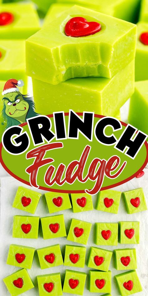 Grinch Dessert Ideas, Grinch Fudge, Christmas Cookies Kids, Holiday Fudge, Grinch Cookies, Xmas Desserts, Best Christmas Desserts, Christmas Fudge, Christmas Baking Recipes