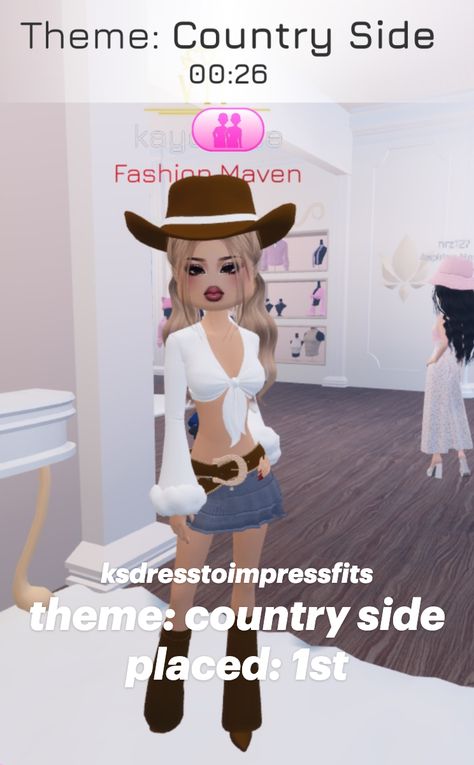 dress to impress fits: country side Dress To Impress Roblox Game Outfit Ideas Theme Countryside, Dress To Impress Outfits Roblox Game Theme Contry Glam, Countryside Outfits Dress To Impress, Dti Roblox Countryside, Summer Saddles Dress To Impress, Country Outfits Dress To Impress, Dti Theme Countryside, Country Dti Outfit, Country Side Dti Ideas