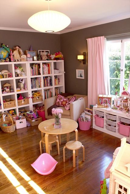 Basement Playroom, Girls Playroom, Toddler Playroom, Eclectic House, Playroom Storage, Playroom Design, Playroom Organization, Kid Room, Toy Rooms