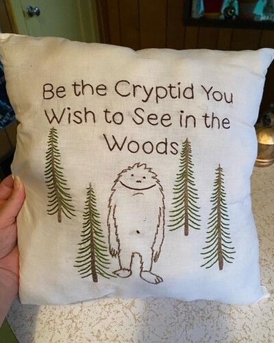 Be the Cryptid Pillow - Fiber & Textile / Completed Projects - the Lettuce Craft Forums Crochet Cryptid Pattern, Christmas Cryptids, Cryptid Crochet, Cryptid Embroidery, Spooky Sewing, Cryptids Cross Stitch, Craft Halloween, Fibres Textiles, Hand Work