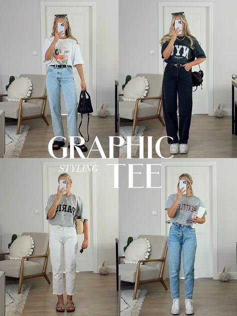 20 top Jeans and T-Shirt Outfits ideas in 2024 Tee Shirt Jeans Outfit, Jeans And A T Shirt Outfit, Styling Jeans And Tshirt, T Shirt With Jeans Outfits, T Shirt Jeans Outfit Women, Jeans And Graphic Tee Outfit, Jeans And Tshirt Outfits, Jeans And Tshirt Outfits Casual, Tee Shirt And Jeans Outfit