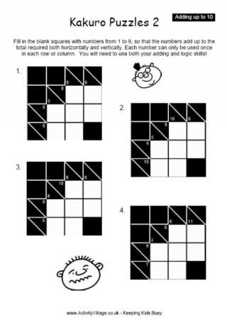 Kakuro Puzzle 1 - 4 Grid Kakuro Puzzles, Grid Puzzles, Logic Puzzles, Crossword Puzzle, Logic