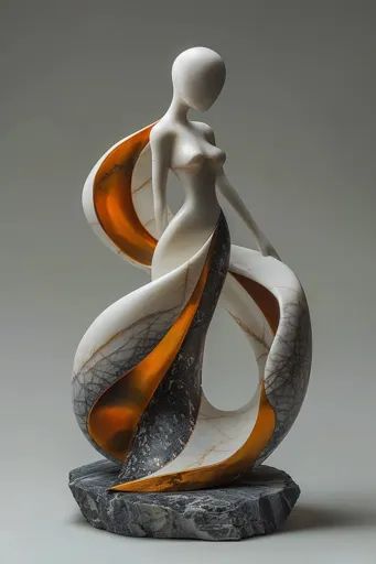 ↑↑↑ Larger size on website 🔸 A white marble sculpture of a woman with an abstract, flowing design. The woman's body is sculpted i 🔸 From Midjourney AI Image Modern Decor Accessories, Ceramic Vases Design, Ceramic Sculpture Figurative, Modern Art Sculpture, Sculpture Art Clay, Garden Crafts Diy, Black Art Painting, Steel Sculpture, Marble Sculpture