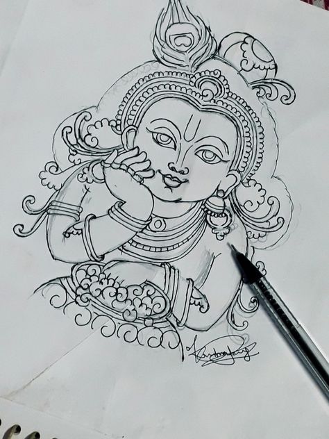 Kerala Mural Painting Outline, Mural Painting Outline Sketches, Mural Painting Outline, Kerela Murals Paintings, Kerala Mural Painting Outline Sketches, Mural Outline, Painting Outlines, Outline Sketches, Pichwai Painting