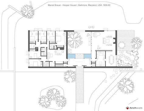 Marcel Breuer Architecture, Hooper House, Richard Neutra House, Neutra House, 3d Architectural Visualization, Unusual Homes, Marcel Breuer, Layout Architecture, Architectural Visualization