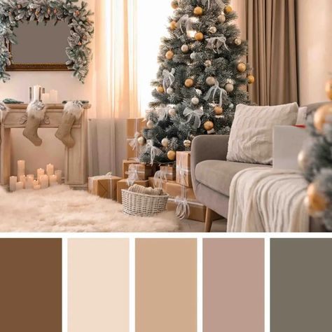 Christmas Front Porch Decor Ideas, Christmas Color Schemes, Christmas Front Porch Decor, Decor Ideas For Christmas, Rustic Color Palettes, Xmas Color, Christmas Living Room Decor Ideas, Christmas Palette, Christmas Colour Schemes