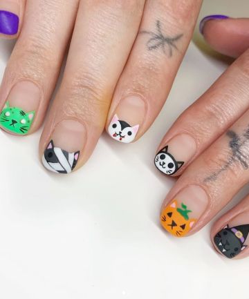 Cat Nail Designs, Cat Nail Art, Halloween Nails Easy, Cute Halloween Nails, Ideas For Halloween, Nails For Kids, Best Nail Art, Cat Nails, Halloween Nail Designs